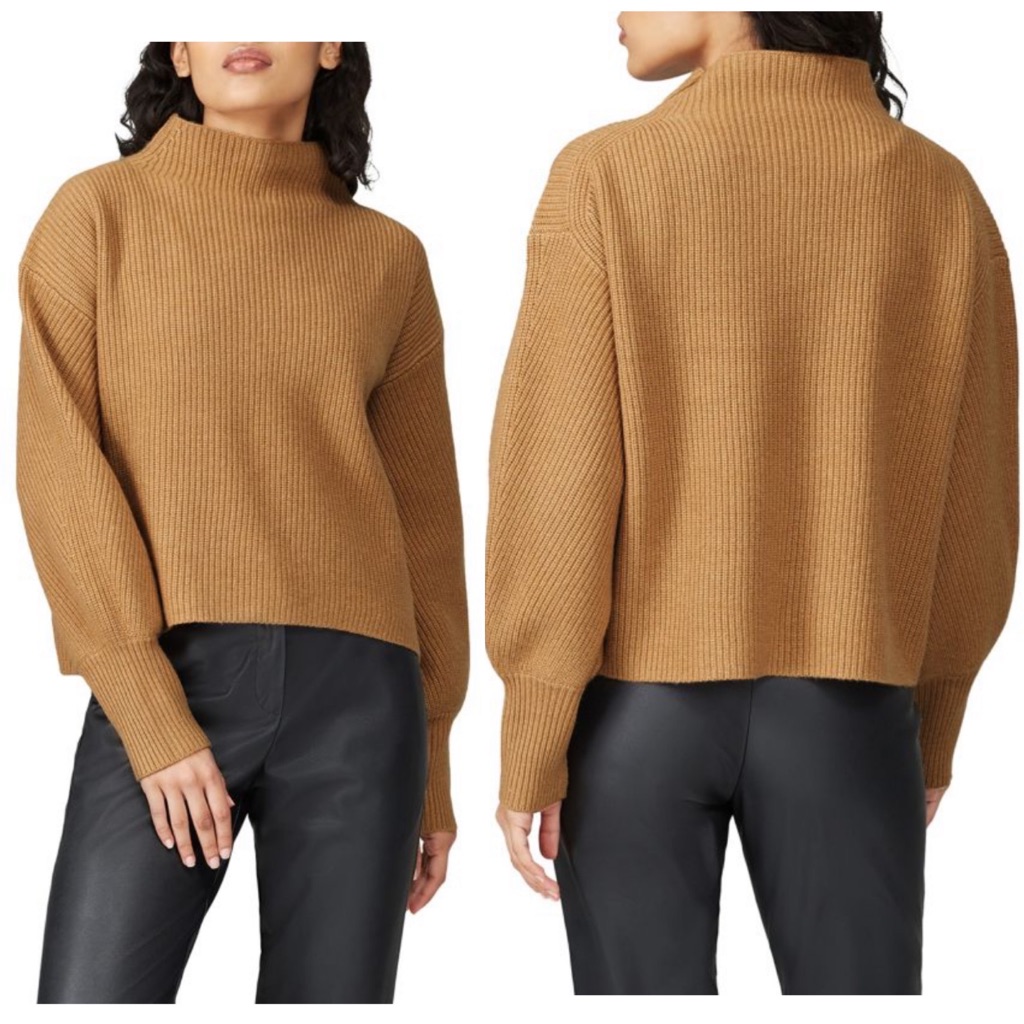 A.L.C. Helena Ribbed Lambswool Cashmere Blend Sweater Womens Size Xl Tan New